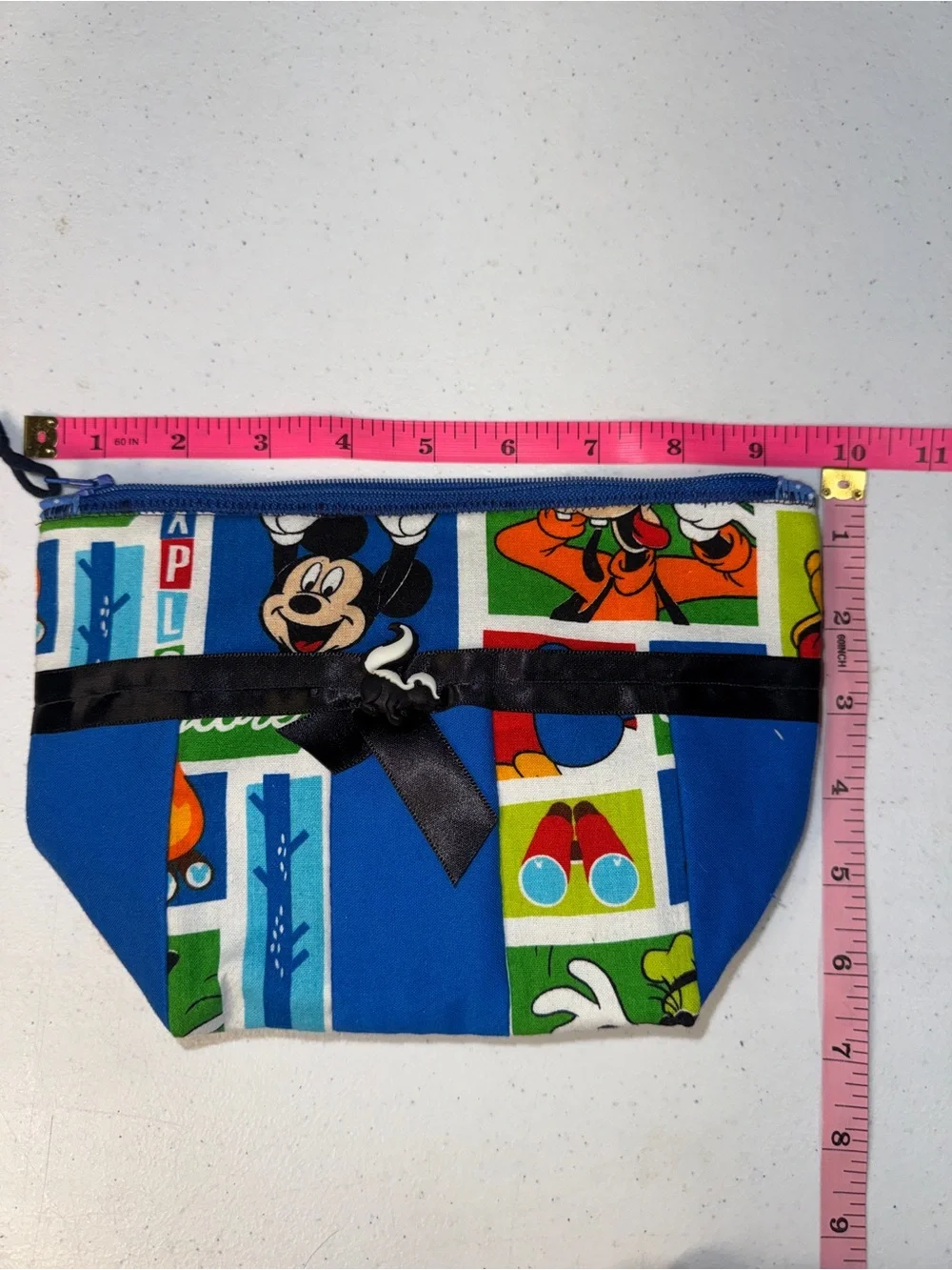 Handmade Mickey & Friends Zippie Pouch with pleated bottom 7” x 10”